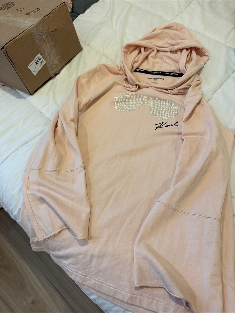 Karl Lagerfeld blush pink hoodie Small